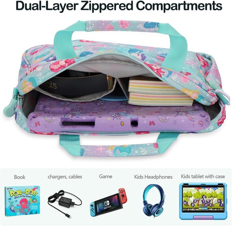 FunnyWin Kids Tablet Bag for Boy Girl Toddler Carrying Tablet Sleeve Carrying with Handle Shoulder Strap 13 inch - Image 3